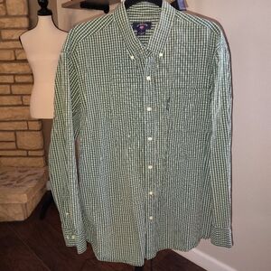 U.S. Polo Assn. Men's Green Plaid Button-Down Shirt Size Large